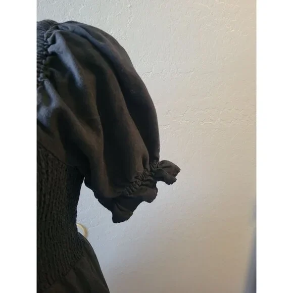 Madewell Linen-Blend Lucie Smocked Mini Dress Size S Bohemian Whimiscal Gothic - Picture 6 of 13